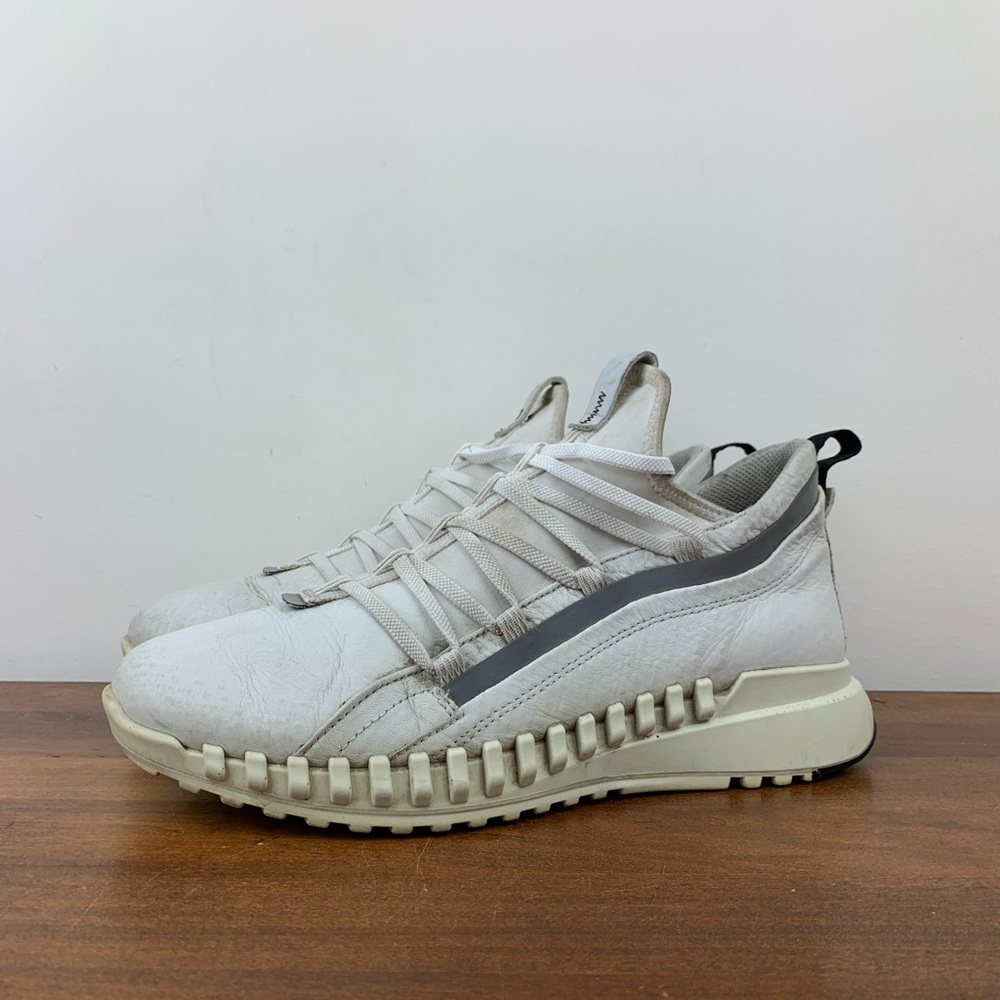 Ecco Zipflex ST1 Shoes White Leather Lace Up Casual Sneakers Mens Size 7-7.5